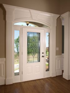 Modern Model Home stained glass front door